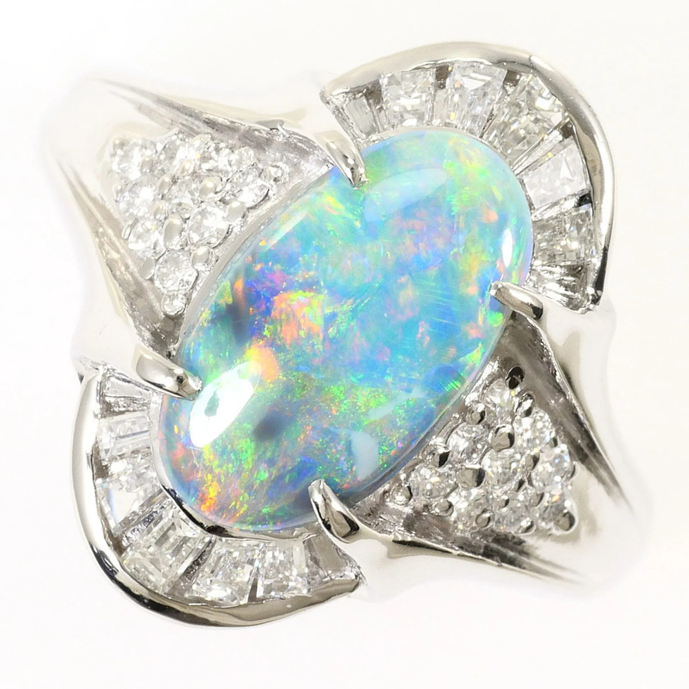 PT900 Platinum Ring, 1 Black Opal 2.00ct, Diamond 0.47ct, with Certificate of...